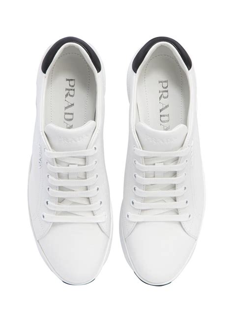 ladies white prada trainers|Prada white platform sneakers.